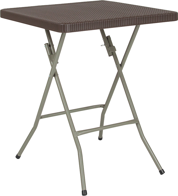 Picture of Flash Furniture DAD-FT60-GG 23.5 in. Square Brown Rattan Plastic Folding Table
