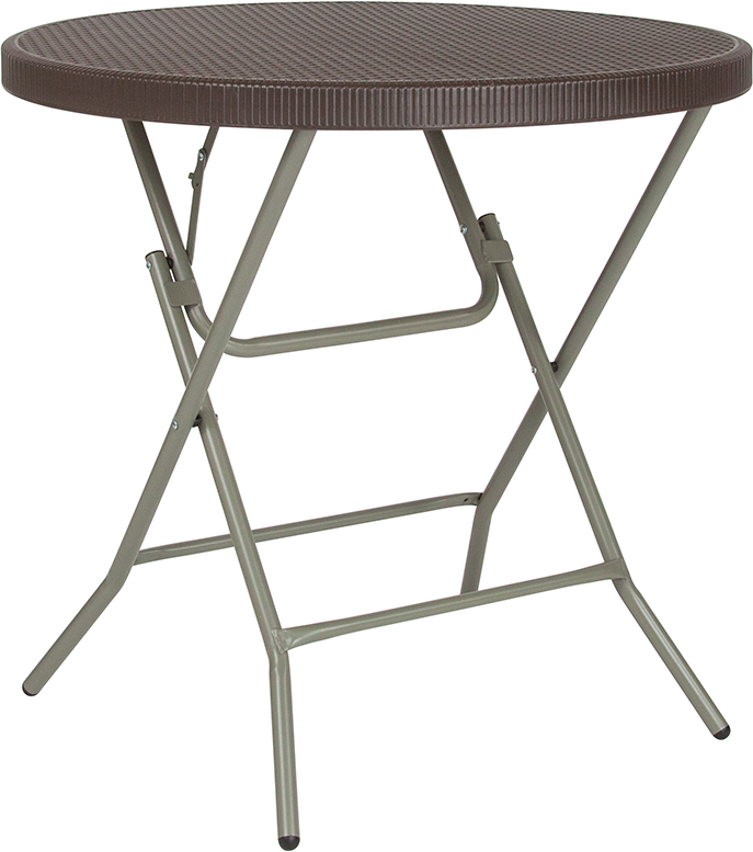 Picture of Flash Furniture DAD-FT-80R-GG 31.5 in. Round Brown Rattan Plastic Folding Table