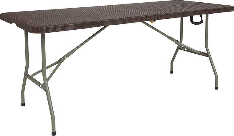 Picture of Flash Furniture DAD-FT-180Z-GG 29 x 71 in. Bi-Fold Brown Rattan Plastic Folding Table