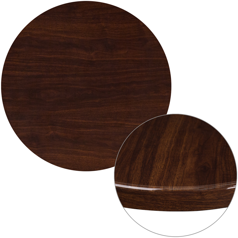 Picture of Flash Furniture TP-WAL-30RD-GG 30 in. Round High-Gloss Walnut Resin Table Top with 2 in. Thick Drop-Lip