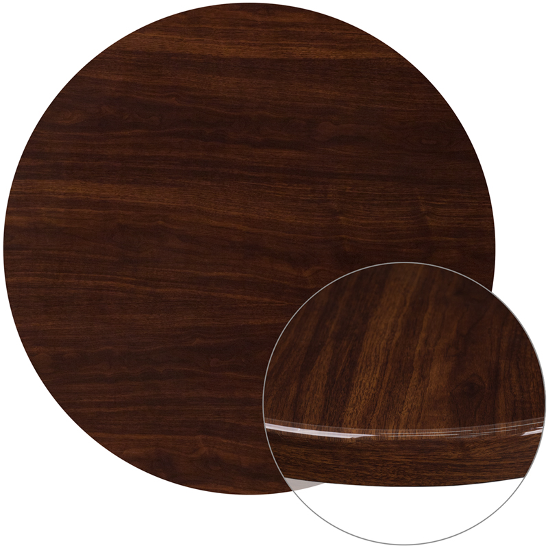 Picture of Flash Furniture TP-WAL-36RD-GG 36 in. Round High-Gloss Walnut Resin Table Top with 2 in. Thick Drop-Lip