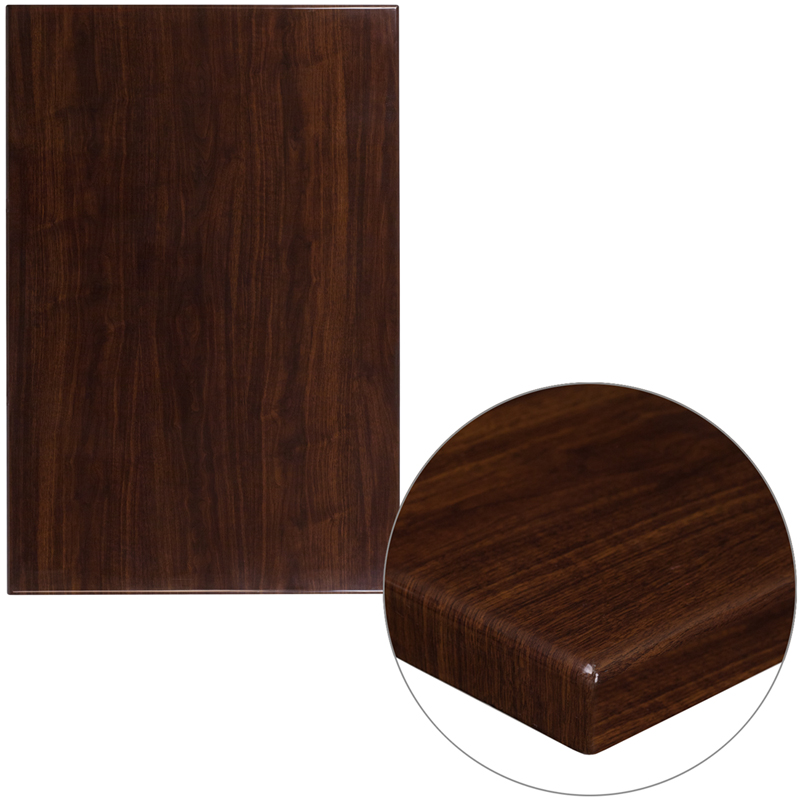 Picture of Flash Furniture TP-WAL-3045-GG 30 x 45 in. Rectangular High-Gloss Walnut Resin Table Top with 2 in. Thick Edge