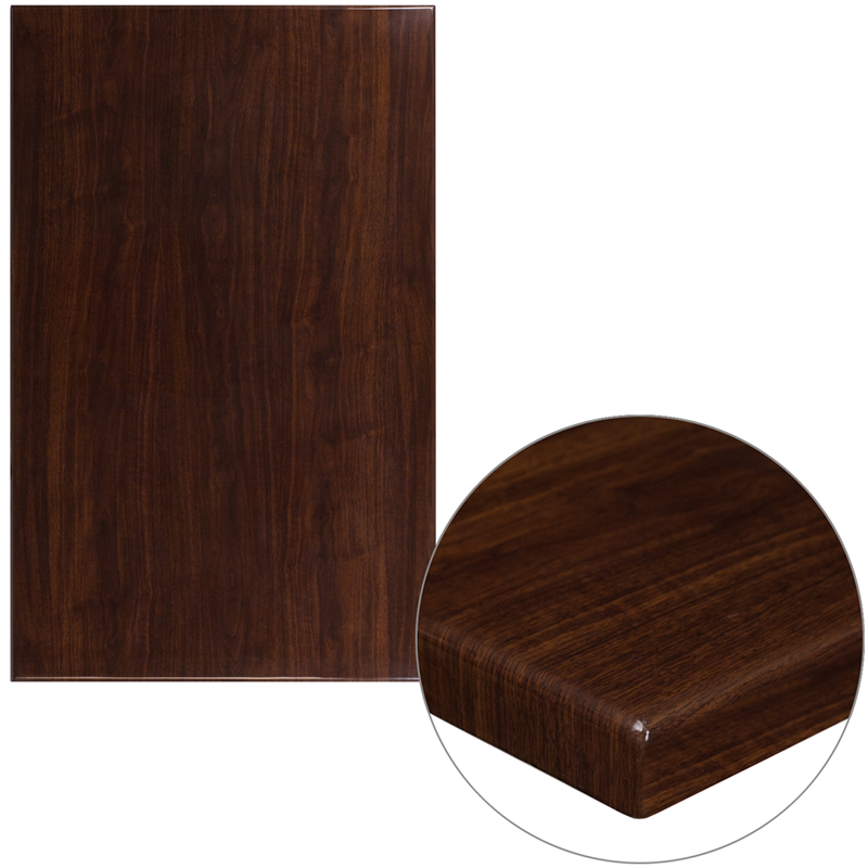 Picture of Flash Furniture TP-WAL-3048-GG 30 x 48 in. Rectangular High-Gloss Walnut Resin Table Top with 2 in. Thick Edge