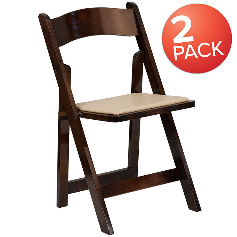 Picture of Flash Furniture 2-XF-2903-FRUIT-WOOD-GG Hercules Fruitwood Wood Folding Chair with Vinyl Padded Seat - Pack of 2