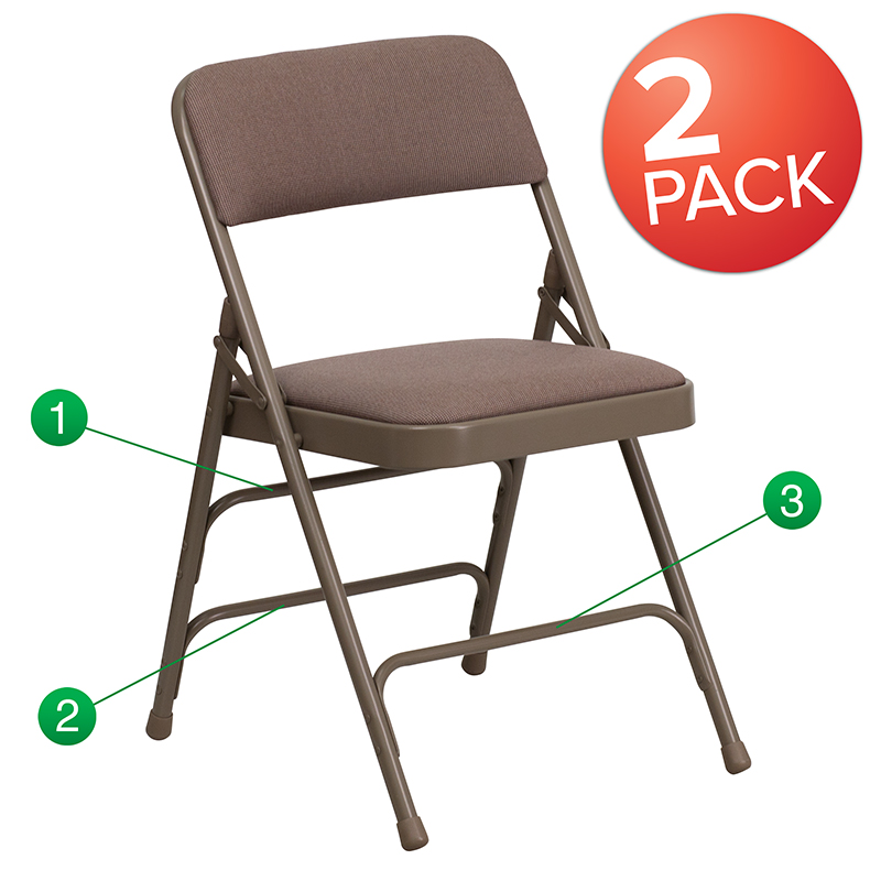 Picture of Flash Furniture 2-HA-MC309AF-BGE-GG Hercules Curved Triple Braced & Double Hinged Beige Fabric Metal Folding Chair - Pack of 2