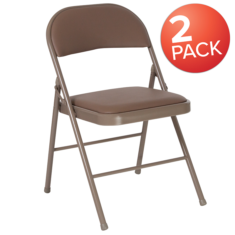 Picture of Flash Furniture 2-HA-F003D-BGE-GG Hercules Double Braced Beige Vinyl Folding Chair - Pack of 2
