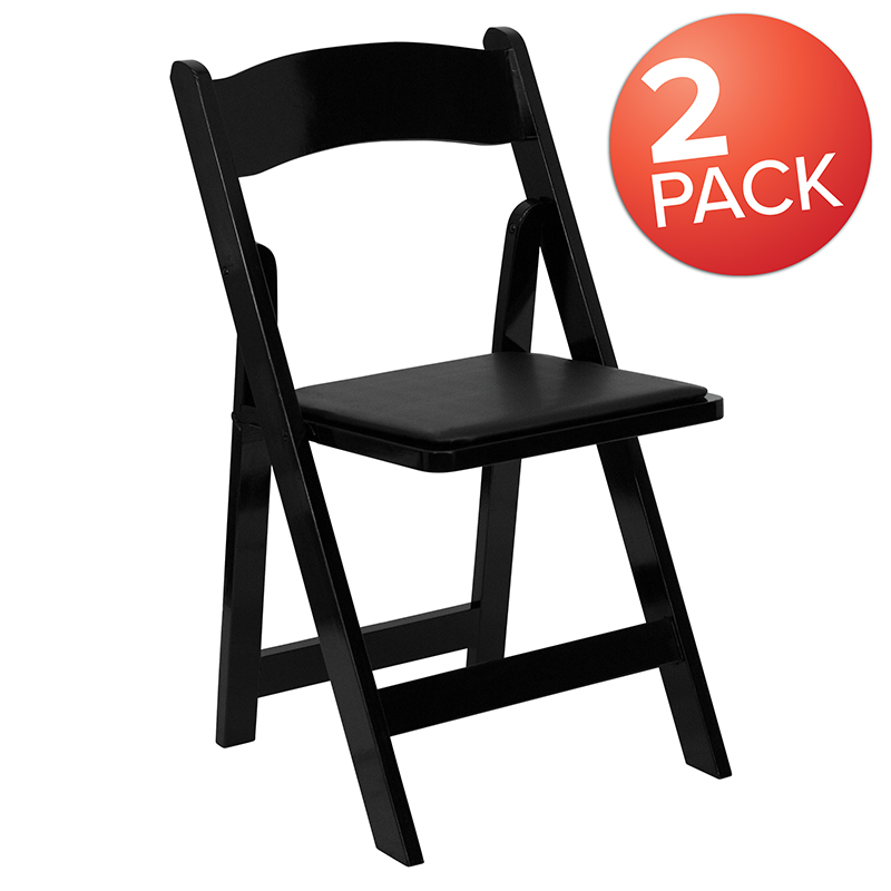 Picture of Flash Furniture 2-XF-2902-BK-WOOD-GG Hercules Black Wood Folding Chair with Vinyl Padded Seat - Pack of 2