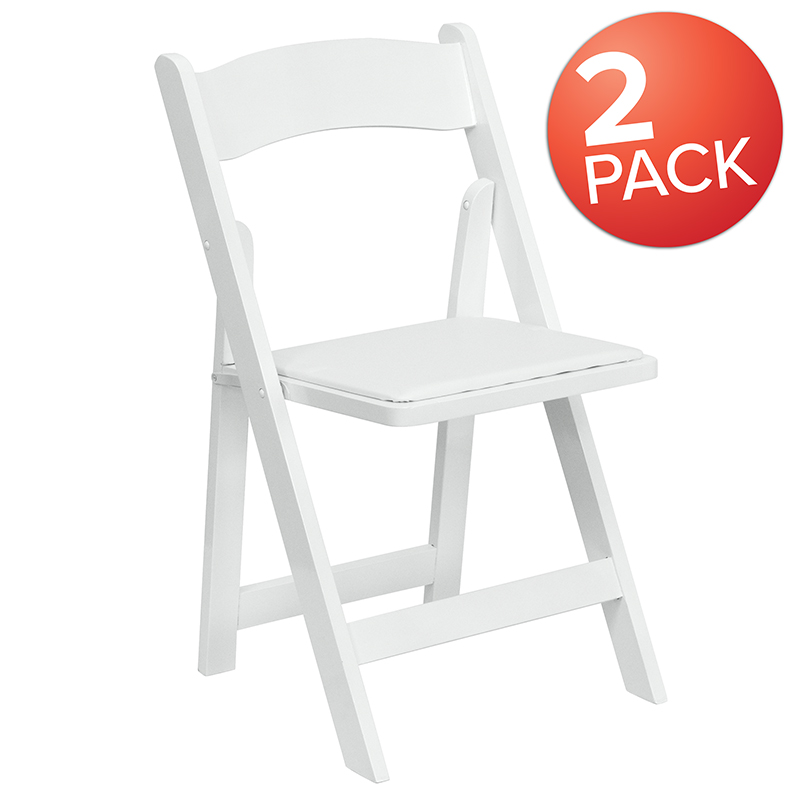 Picture of Flash Furniture 2-XF-2901-WH-WOOD-GG Hercules White Wood Folding Chair with Vinyl Padded Seat - Pack of 2