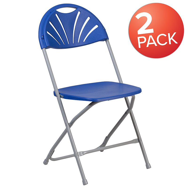 Picture of Flash Furniture 2-LE-L-4-BL-GG Hercules 650 lbs Blue Plastic Fan Back Folding Chair - Pack of 2