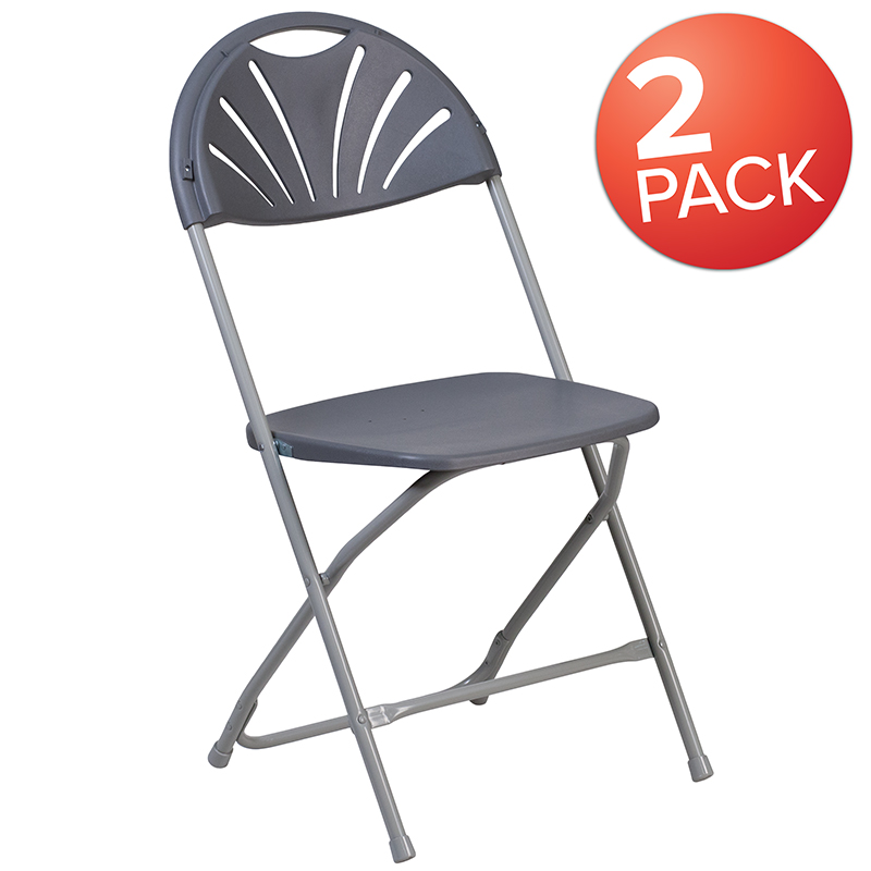 Picture of Flash Furniture 2-LE-L-4-CH-GG Hercules 650 lbs Charcoal Plastic Fan Back Folding Chair - Pack of 2