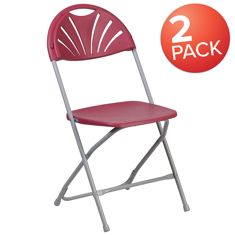 Picture of Flash Furniture 2-LE-L-4-BUR-GG Hercules 650 lbs Burgundy Plastic Fan Back Folding Chair - Pack of 2