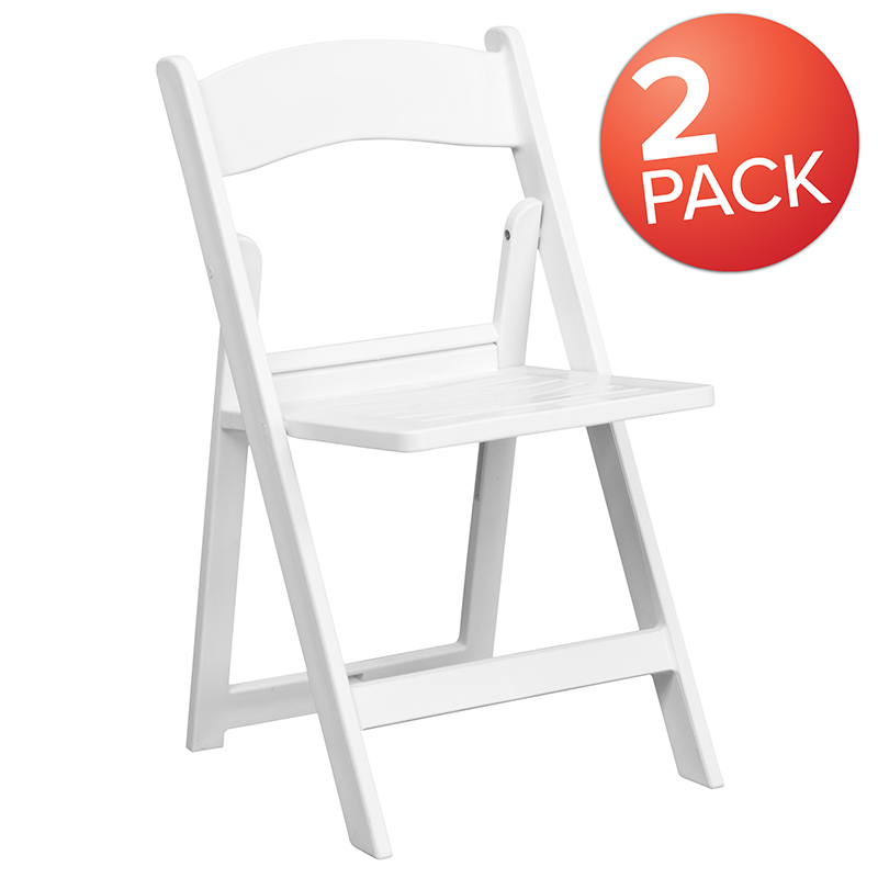 Picture of Flash Furniture 2-LE-L-1-WH-SLAT-GG Hercules 1000 lbs White Resin Folding Chair with Slatted Seat - Pack of 2