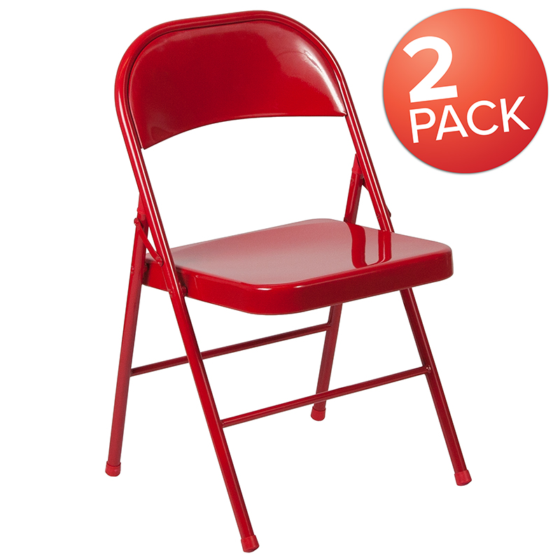 Picture of Flash Furniture 2-BD-F002-RED-GG Hercules Double Braced Red Metal Folding Chair - Pack of 2