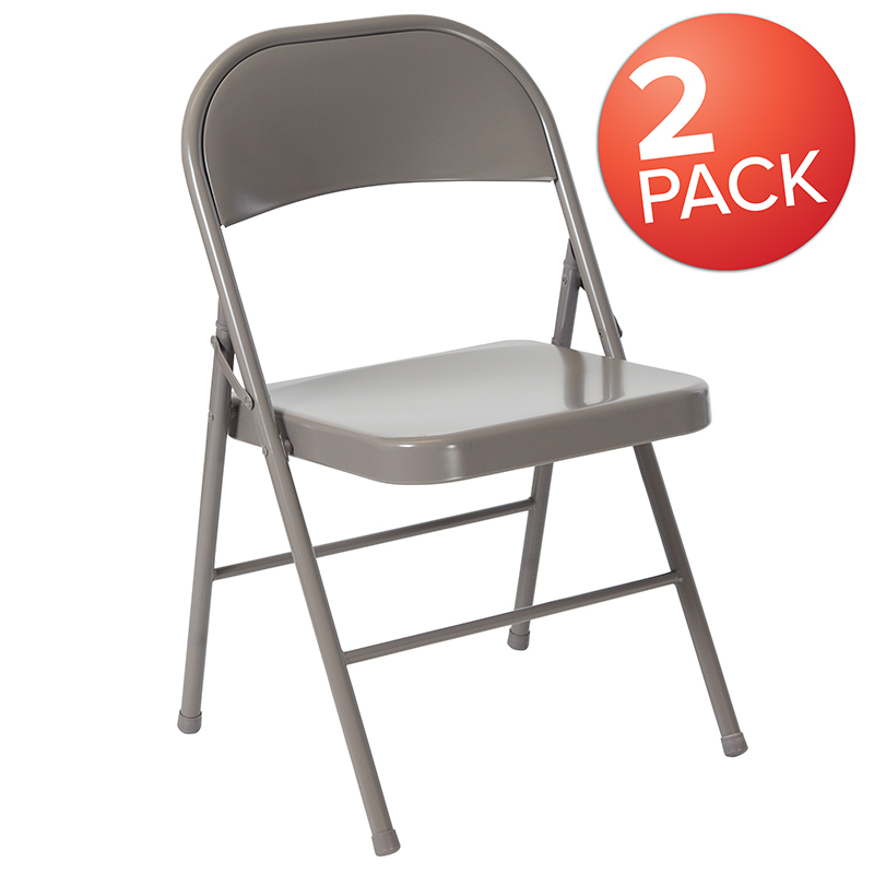 Picture of Flash Furniture 2-BD-F002-GY-GG Hercules Double Braced Gray Metal Folding Chair - Pack of 2