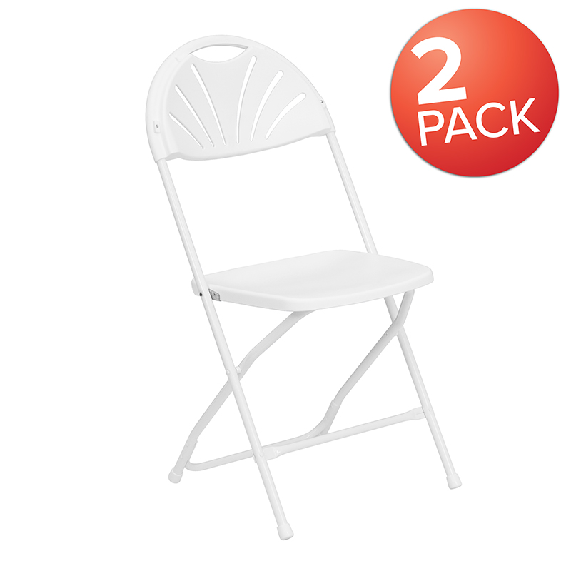 Picture of Flash Furniture 2-LE-L-4-WHITE-GG Hercules 650 lbs White Plastic Fan Back Folding Chair - Pack of 2