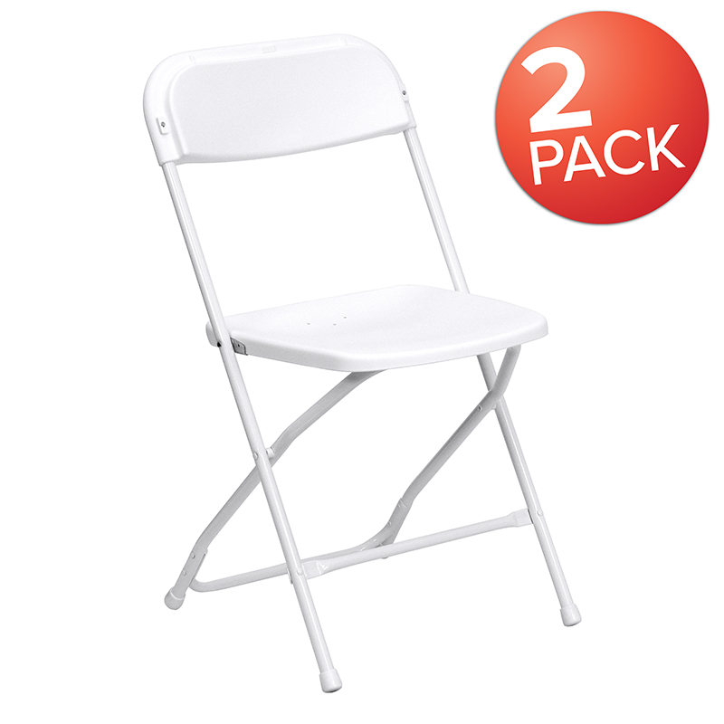 Picture of Flash Furniture 2-LE-L-3-WHITE-GG Hercules 650 lbs Premium White Plastic Folding Chair - Pack of 2