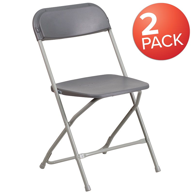Picture of Flash Furniture 2-LE-L-3-GREY-GG Hercules 650 lbs Premium Grey Plastic Folding Chair - Pack of 2