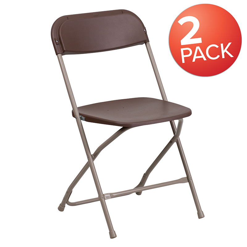 Picture of Flash Furniture 2-LE-L-3-BROWN-GG Hercules 650 lbs Premium Brown Plastic Folding Chair - Pack of 2