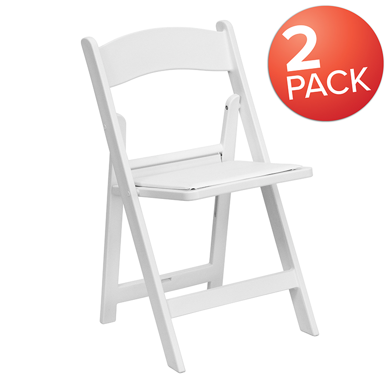 Picture of Flash Furniture 2-LE-L-1-WHITE-GG Hercules 1000 lbs White Resin Folding Chair with White Vinyl Padded Seat - Pack of 2