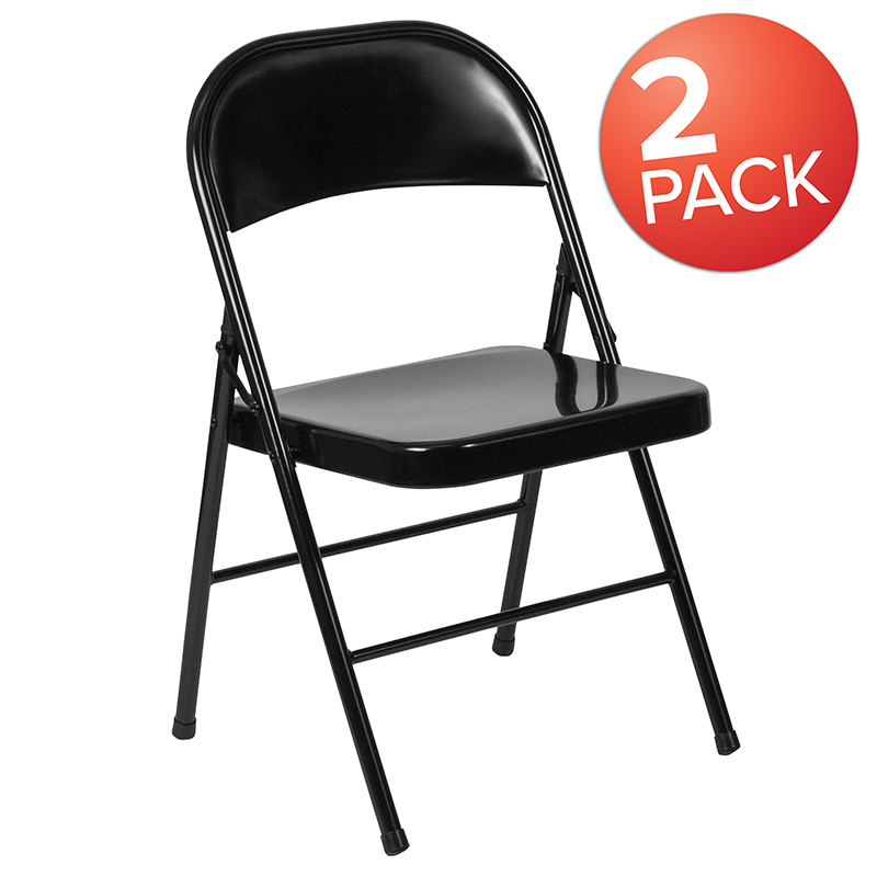 Picture of Flash Furniture 2-BD-F002-BK-GG Hercules Double Braced Black Metal Folding Chair - Pack of 2