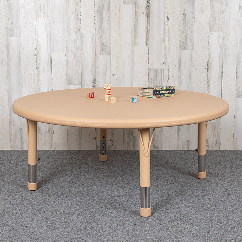 Picture of Flash Furniture YU-YCX-005-2-ROUND-TBL-NAT-GG 45 in. Round Plastic Height Adjustable Activity Table&#44; Natural Color