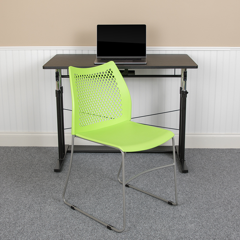 Hercules Series Stack Chair - Green & Gray - 18.25 in. - 661 lbs Capacity