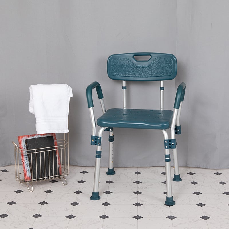 20.75 in. 300 lbs Hercules Series Adjustable Bath & Shower Chair with Quick Release Back & Arms, Navy
