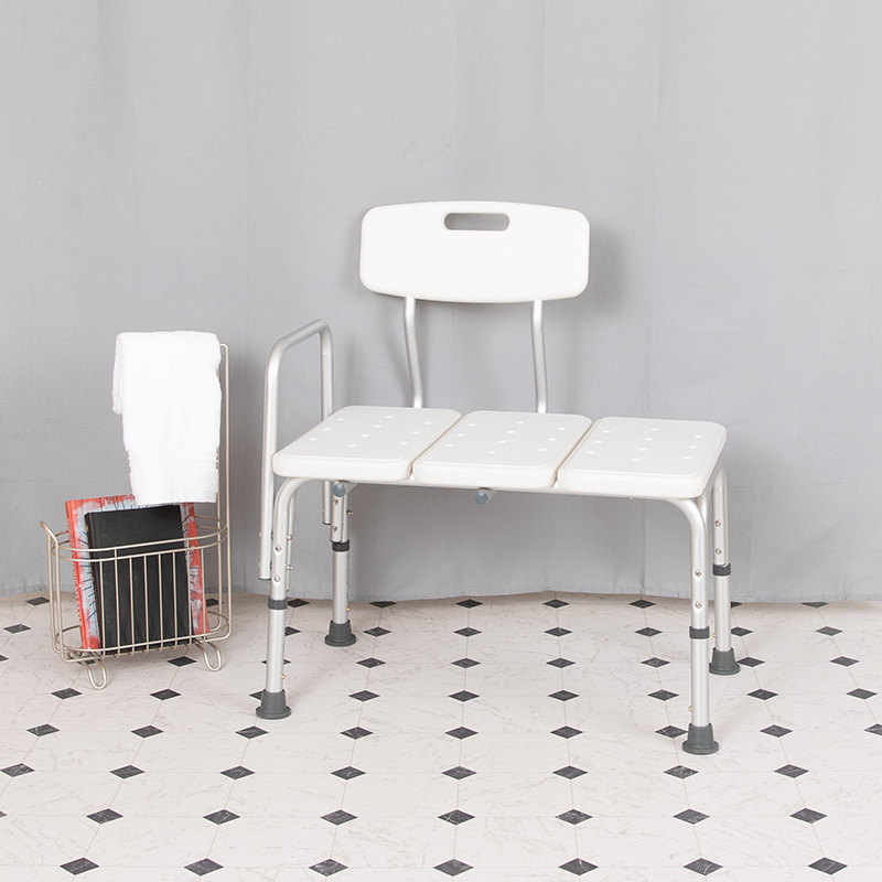 Hercules Adjustable Bath Transfer Bench - White - 20.5 in. - Supports 300 lbs