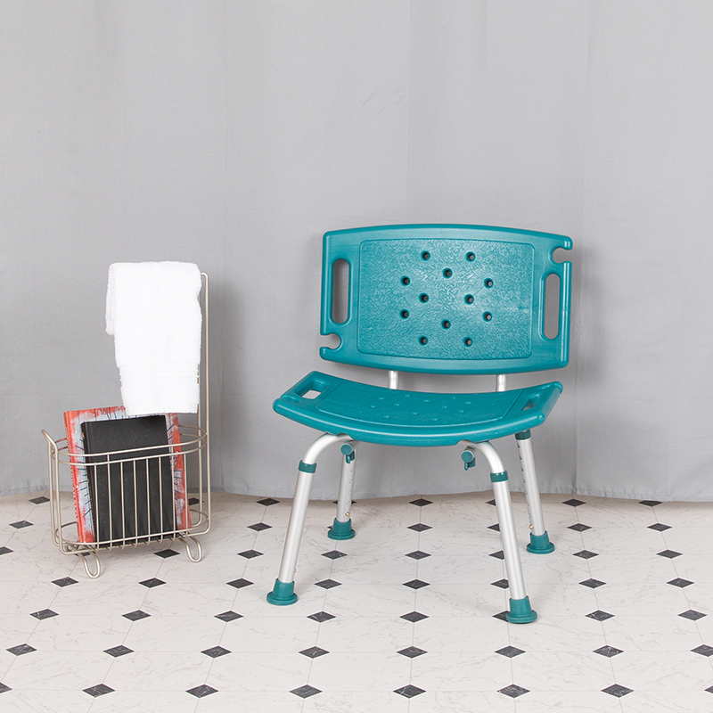 Adjustable Bath & Shower Chair - Teal - 19 in. - Extra Large Back