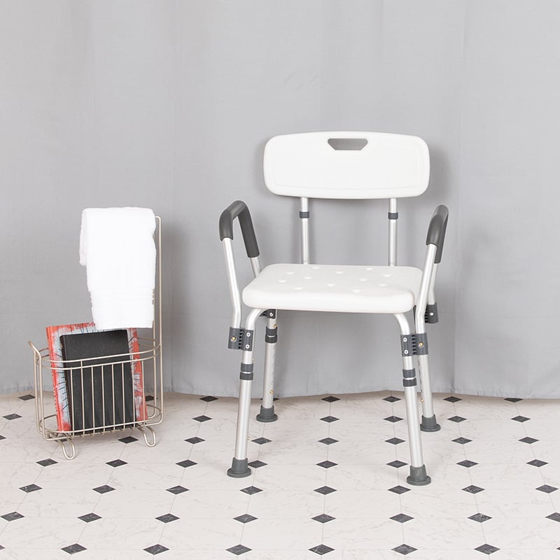 20.75 in. 300 lbs Hercules Series Adjustable Bath & Shower Chair with Quick Release Back & Arms, White