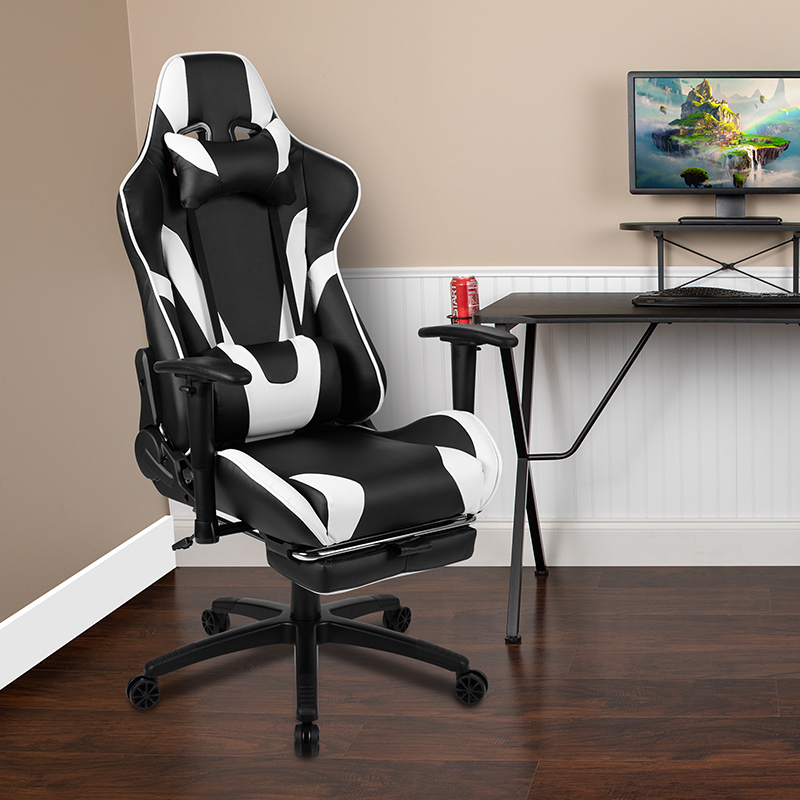 Picture of Flash Furniture CH-187230-BK-GG 29 in. X30 Gaming Chair Racing Office Ergonomic Computer Chair with Fully Reclining Back & Slide-Out Footrest Leather Soft&#44; Black
