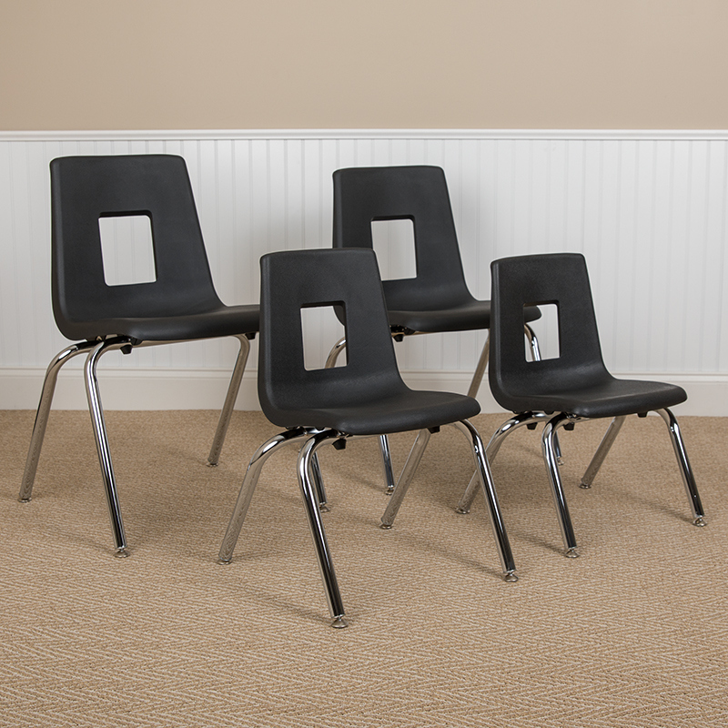 Advantage Student Stack Chair - Black - 14 in. - Ergonomic Design