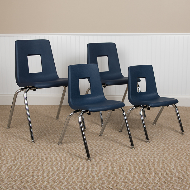 Advantage Student Stack Chair - Navy - 12 in. - Ergonomic Design