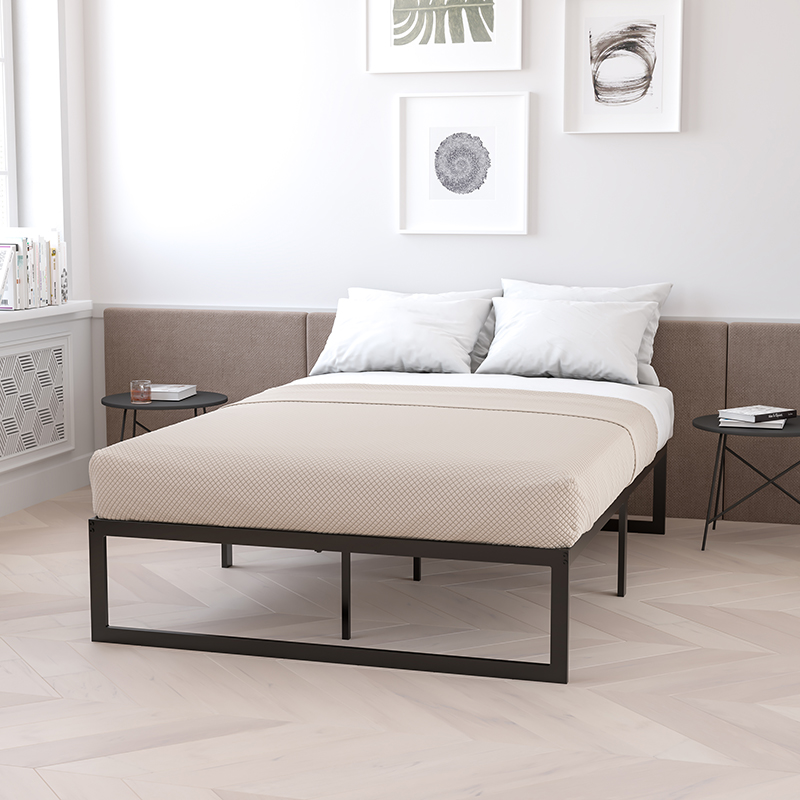 Metal Platform Bed Frame - Black - Full - 14-Inch Height - Durable Steel Construction