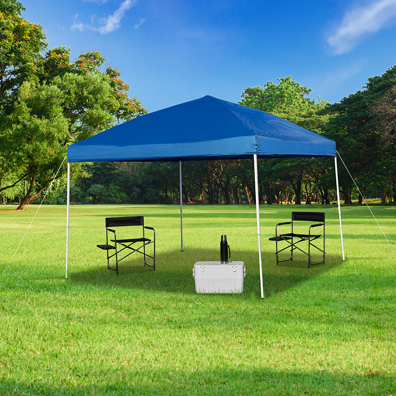 10 x 10 ft. Outdoor Pop Up Event Slanted Leg Canopy Tent with Carry Bag, Blue