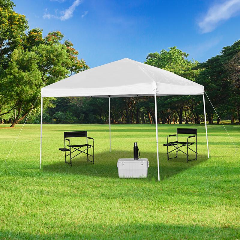 Picture of Flash Furniture JJ-GZ1010-WH-GG 10 x 10 ft. Outdoor Pop Up Event Slanted Leg Canopy Tent with Carry Bag&#44; White