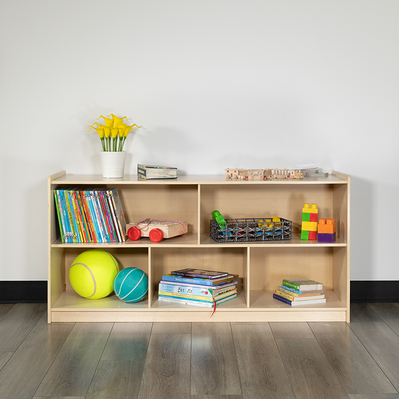 24 x 48 in. Wooden 5 Section School Classroom Storage Cabinet, Natural