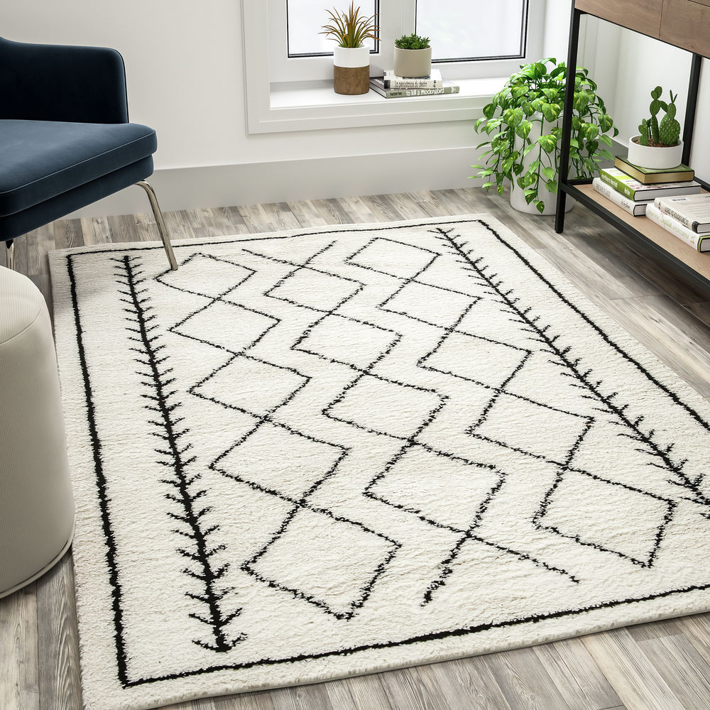 Picture of Flash Furniture RC-MS-202012-01-57-GG 5 x 7 ft. Geometric Style Bohemian Shag Area Rug - Ivory