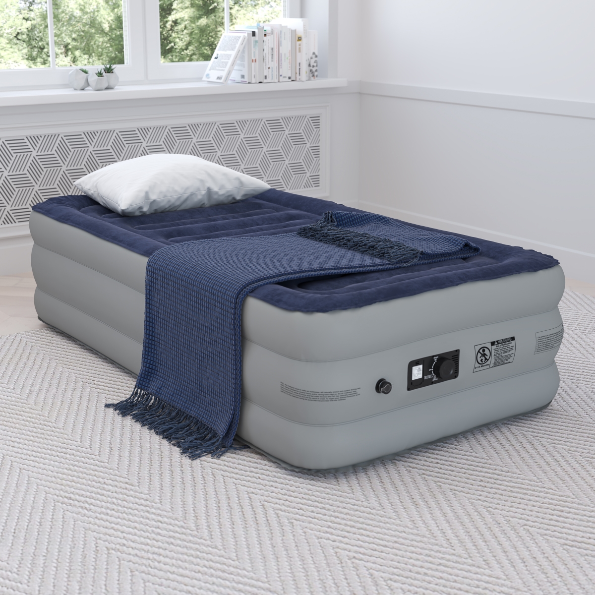 Picture of Flash Furniture WG-AM101-18-T-GG 18 in. Air Mattress with ETL Certified Internal Electric Pump & Carrying Case - Twin Size