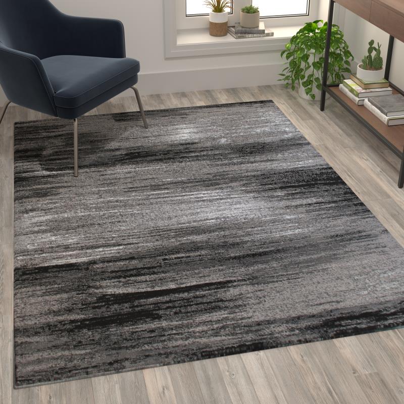 ACD-RGTRZ863-57-GY-GG 5 x 7 ft. Rylan Scraped Design Rectangle Area Rug, Grey -  Flash Furniture