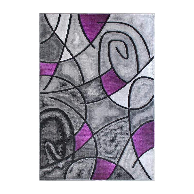 ACD-RGTRZ860-35-PU-GG 3 x 5 ft. Jubilee Abstract Rectangle Area Rug, Purple