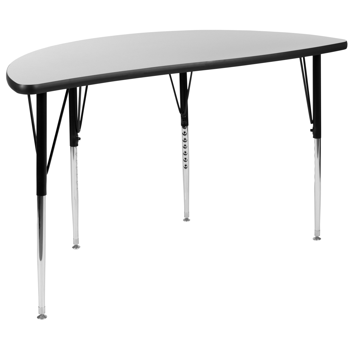 Picture of Flash Furniture XU-A48-HCIRC-GY-T-A-GG 47.5 in. Half Circle Wave Flexible Collaborative Grey Thermal Laminate Activity Table - Standard Height Adjustable Legs