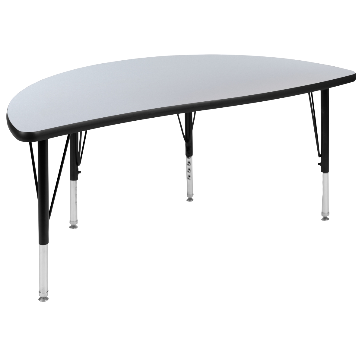 Picture of Flash Furniture XU-A48-HCIRC-GY-T-P-GG 47.5 in. Half Circle Wave Flexible Collaborative Grey Thermal Laminate Activity Table - Height Adjustable Short Legs