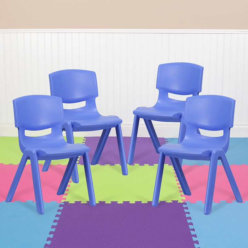 Picture of Flash Furniture 4-YU-YCX4-005-BLUE-GG Plastic Stackable School Chair with 15.5 in. Seat, Blue - Pack of 4