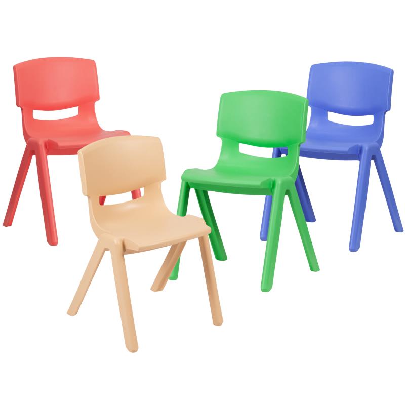 Picture of Flash Furniture 4-YU-YCX4-004-MULTI-GG Plastic Stackable School Chairs with 13.25 in. Seat Height, Assorted Color - Pack of 4