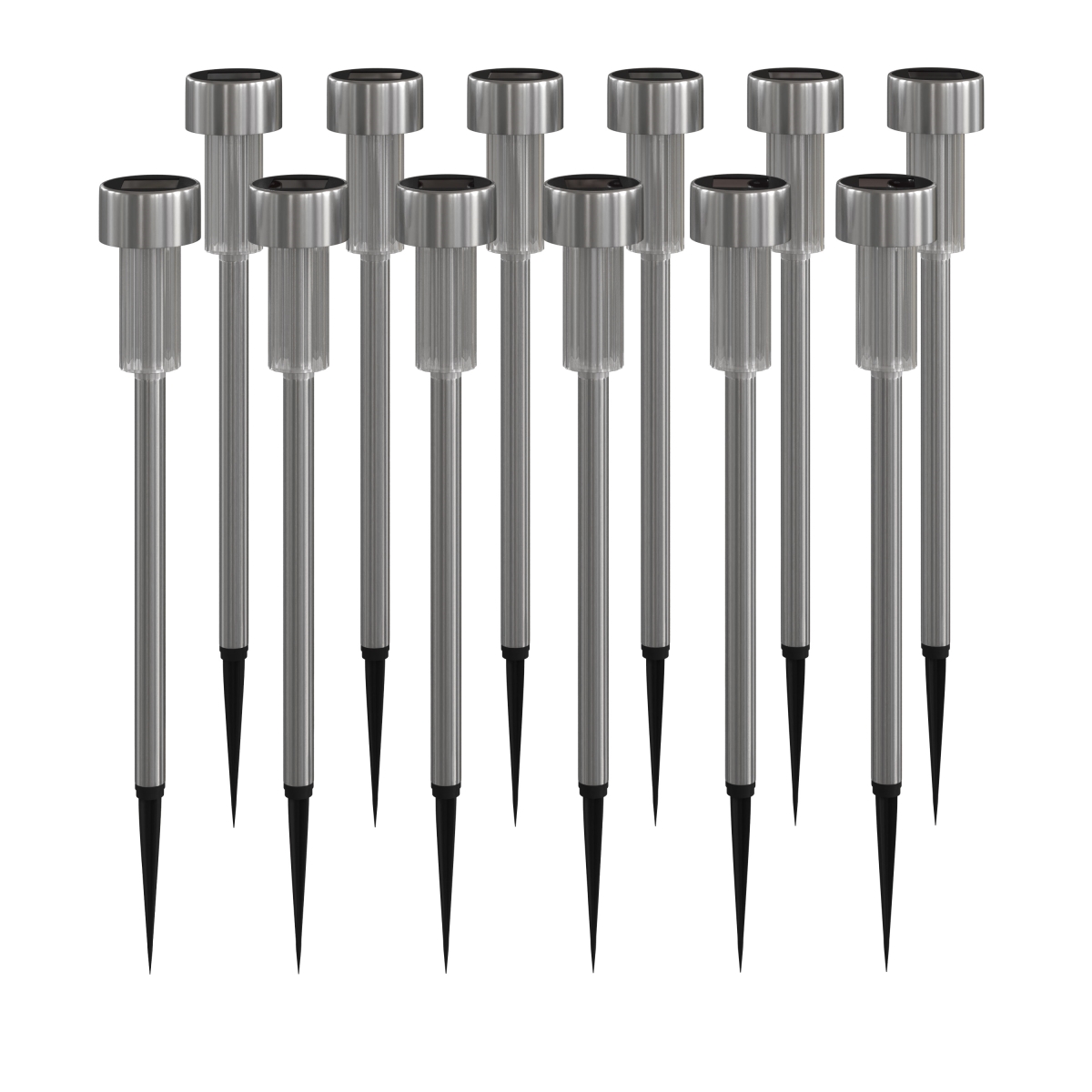 DN-SL104-12-SS-GG Stainless Steel LED Weather Resistant Outdoor Solar Powered Lights for Pathway, Garden & Yard