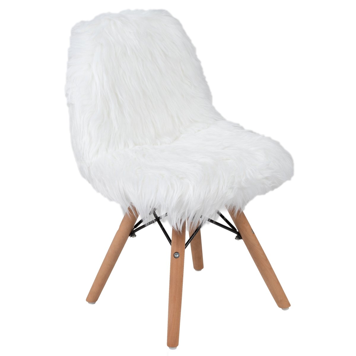 Picture of Flash Furniture DL-DA2018-1-W-GG Ages 5-7 - Shag Style Kids Playroom & Shaggy Faux Fur White Accent Chair