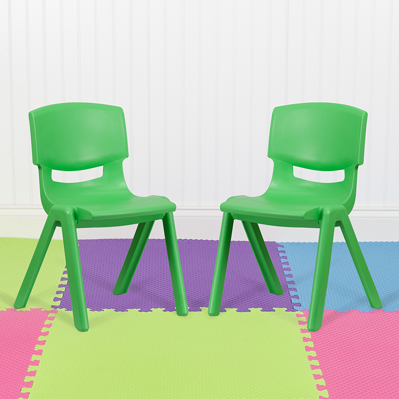 Picture of Flash Furniture 2-YU-YCX-005-GREEN-GG Plastic Stackable School Chair with 15.5 in. Seat Height&#44; Green - Pack of 2