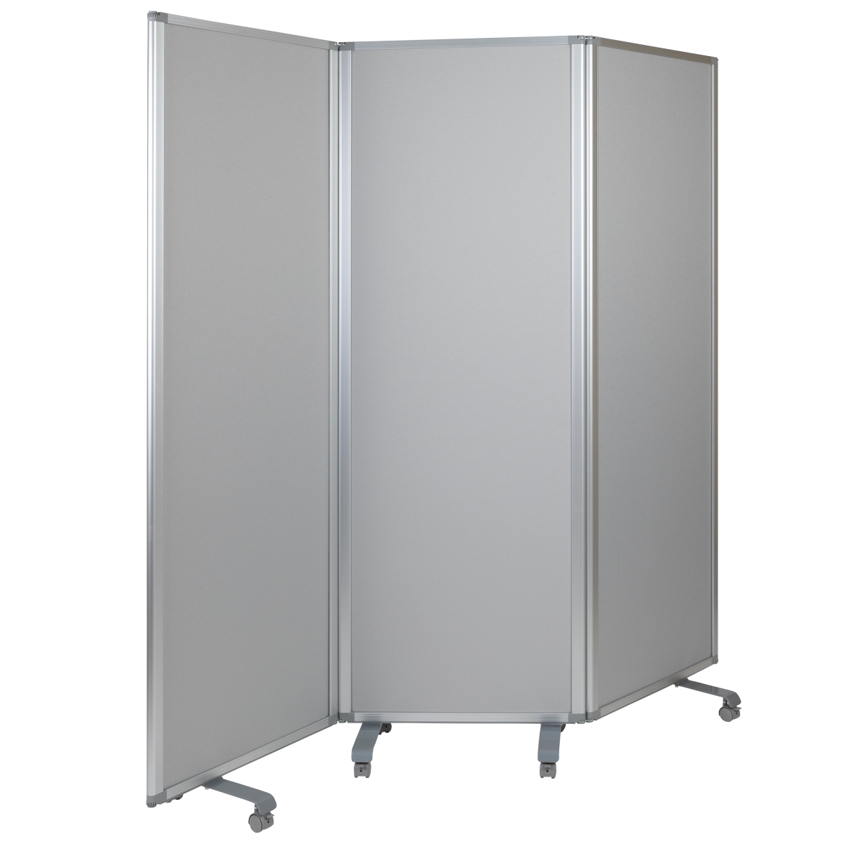 Picture of Flash Furniture BR-PTT001-3-MP-60183-GG 72 x 24 in. Double Sided Mobile Magnetic Whiteboard & Cloth Partition with Lockable Casters&#44; Gray & White