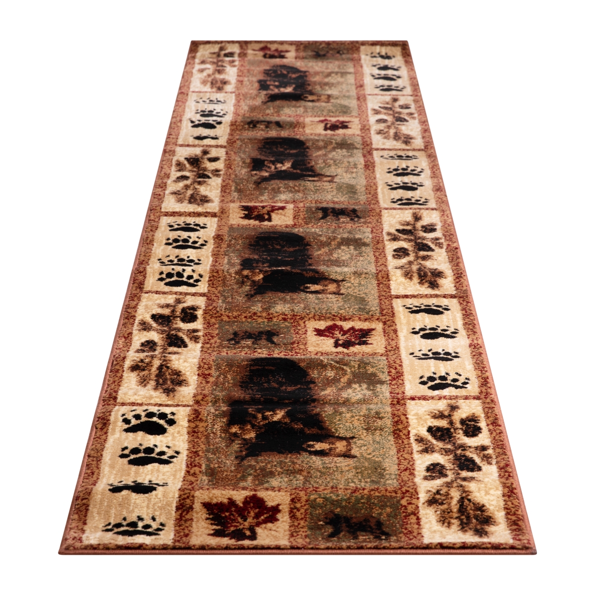 2 x 11 ft. Vassa Collection Mother Bear & Cubs Nature Themed Olefin Area Rug with Jute Backing for Entryway, Living Room - Bedroom - Brown -  Flash Furniture, OKR-RG113-211-BN-GG